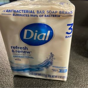 Dial Antibacterial Deodorant Soap, White, 4 Ounce, 3 Bars